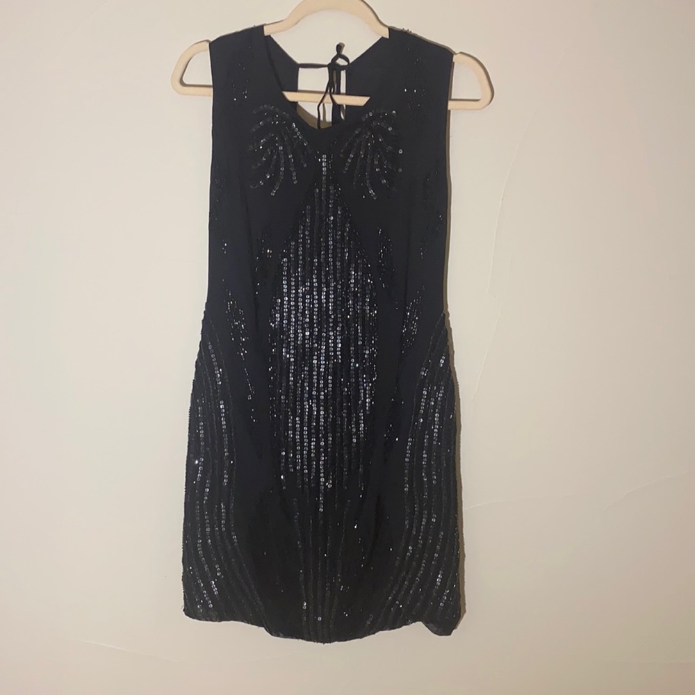 Black Sequin Sleeveless Cocktail Dress
